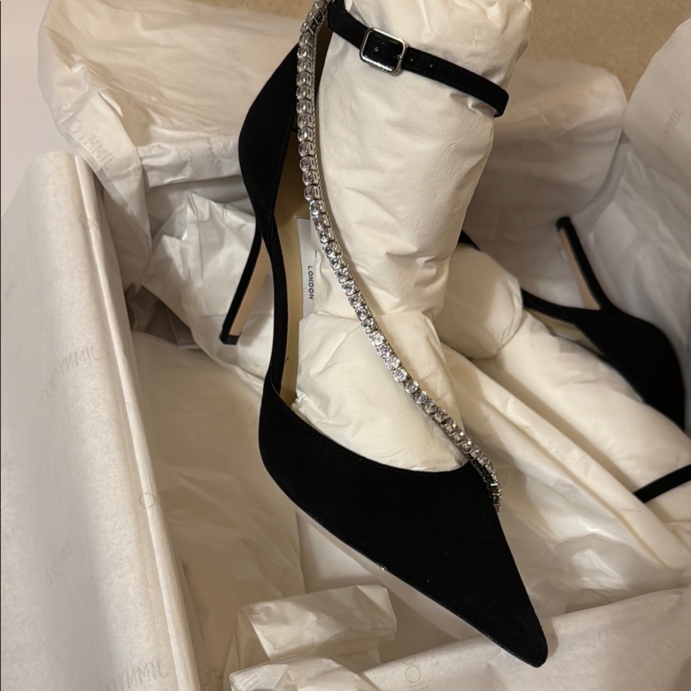 Jimmy Choo Talika 85 38.5 Black Suede Women's Shoes